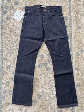 The Unbranded Brand Straight-Leg Men's Raw Indigo Selvedge Denim Jeans Size 32